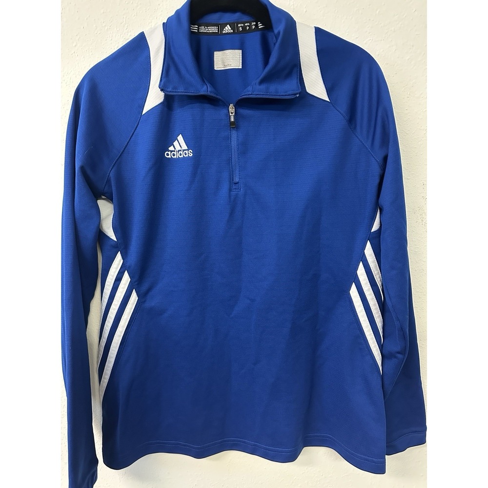 Adidas Womens S Pullover Blue Climalite 1/4 Zip Athletic Jacket Running